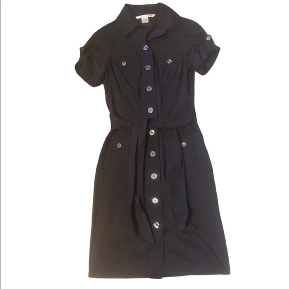 Diane Avon Furstenberg button up black dress